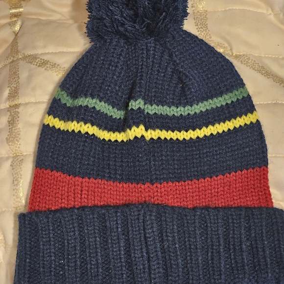 Y2k 2000s Striped Beanie with Rhinstoned/Bejeweled FLIRT Patch - Picture 3 of 4